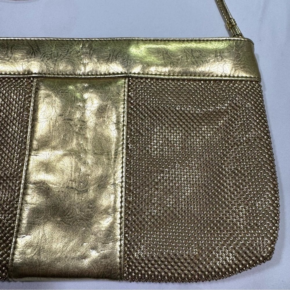 Whiting and Davis Crossbody Gold Metal Mesh Evening Bag - Picture 4 of 15